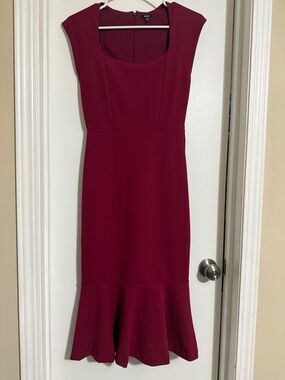 Express Wine Sleeveless Fitted Midi Dress